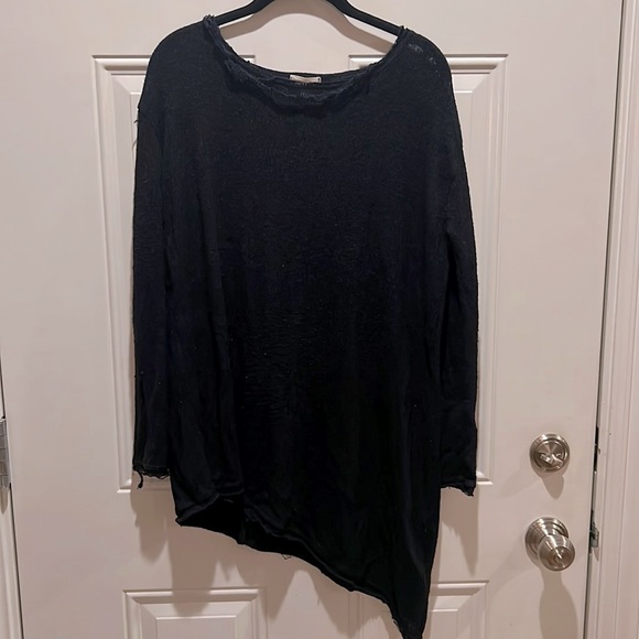 Asymmetric Slightly Distressed Sweater - Picture 1 of 3
